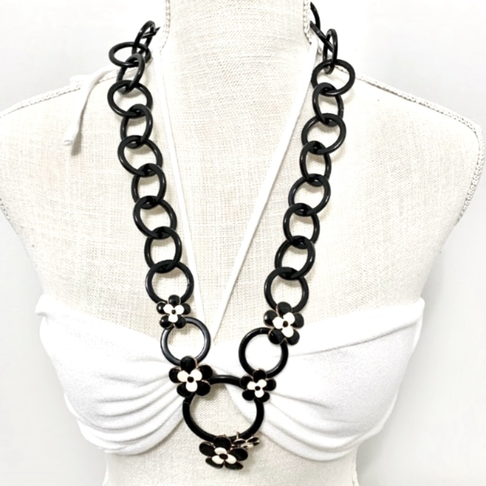 Vintage Big Chain Floral Posies Chunky Necklace